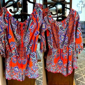 Venus multi color off the shoulder romper (L)